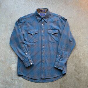 Pendleton High Grade Western Wear Pearl Snap Shirt Fade Flannel Men’s Medium
